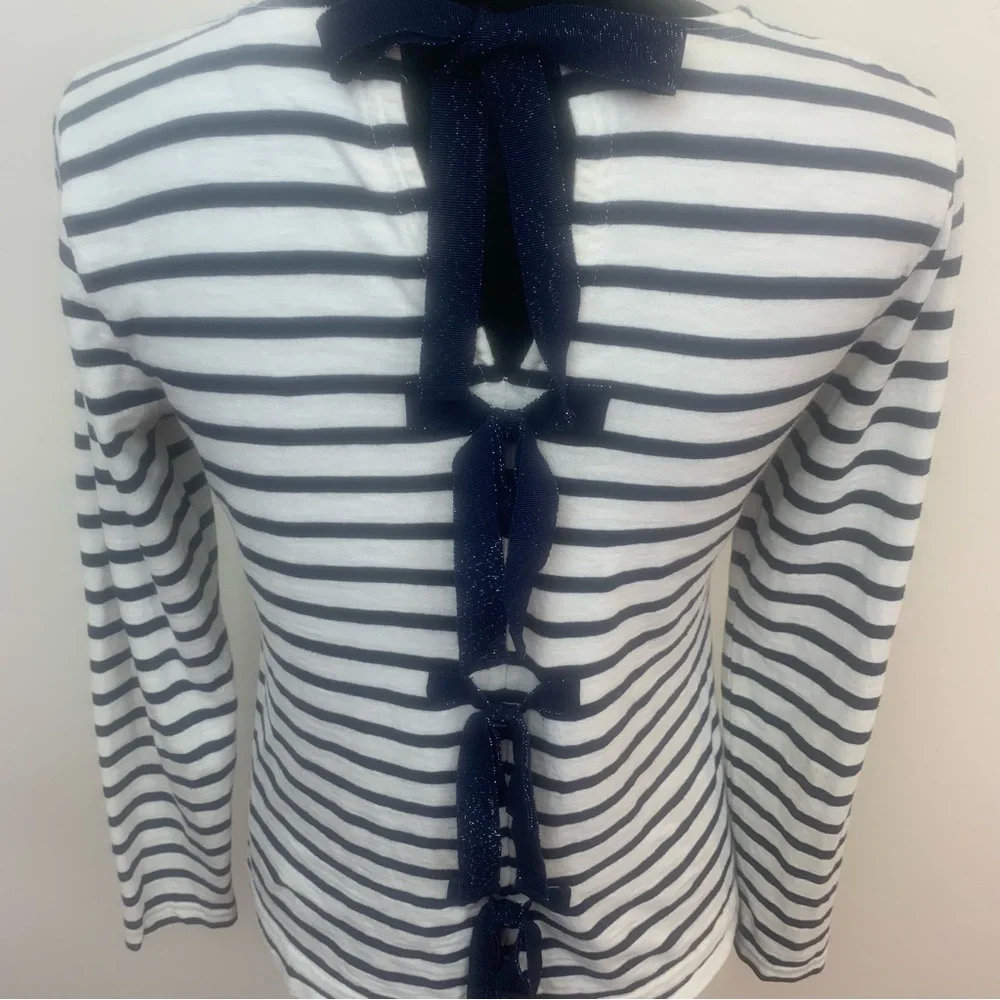 J Crew Woman S Nautical Classic Navy Stripes Preppy Old‎ Money 3/4 Sleeve Top